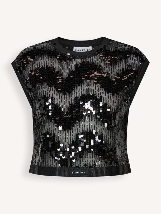 Mirror Sequin Crop Top Geweven pailletten top