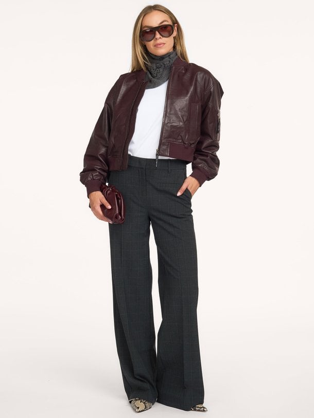 Yasmin Leather Bomber Jacket Yasmin, lederen bomber jack
