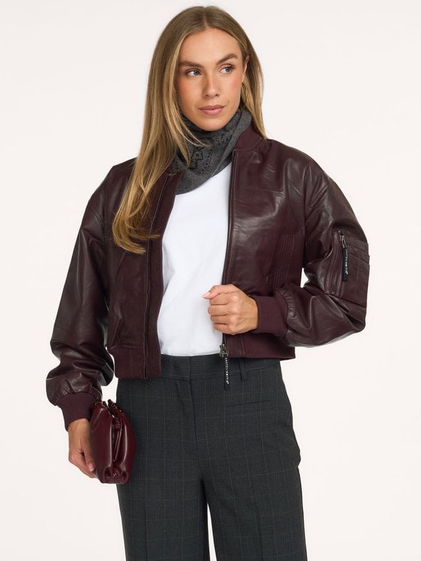 Yasmin Leather Bomber Jacket Yasmin, lederen bomber jack