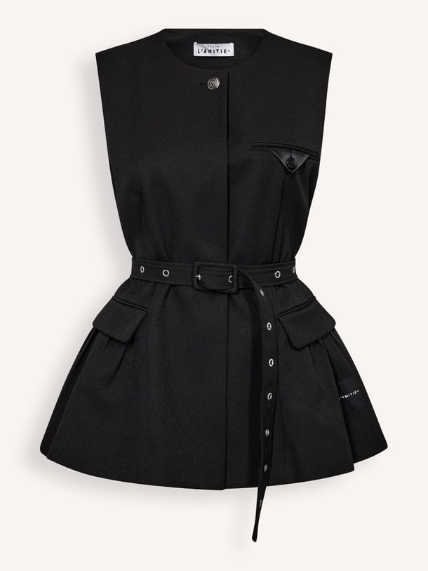 Premiere Peplum Belt Vest Geweven gilet