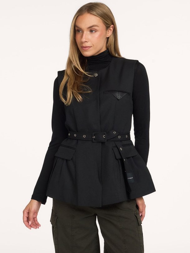 Premiere Peplum Belt Vest Geweven gilet