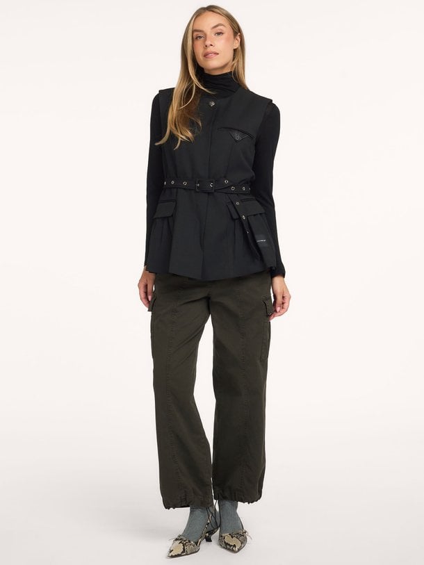 Premiere Peplum Belt Vest Geweven gilet
