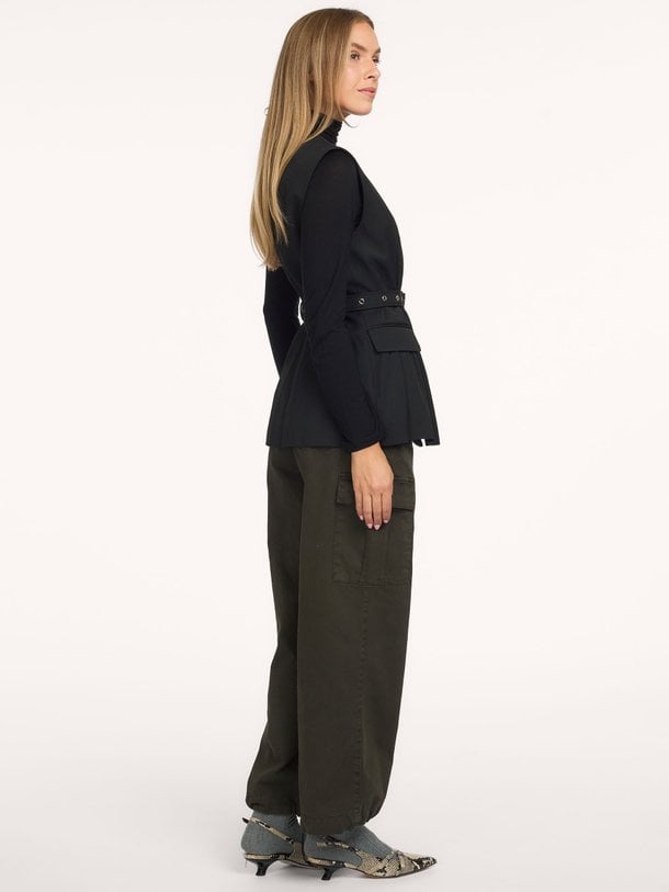 Premiere Peplum Belt Vest Geweven gilet