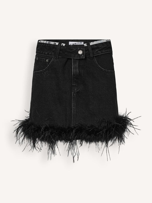 Flip Waist Feather Skirt Katoenen rok met veren