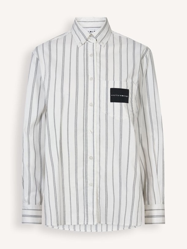 Crystal Heart Stripe Shirt Katoenmix gestreepte blouse