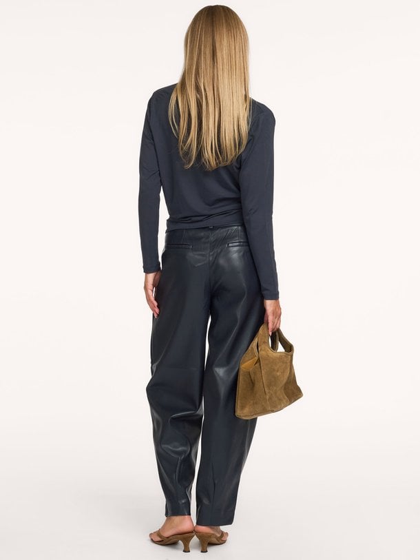 Minora, leatherlook barrel broek