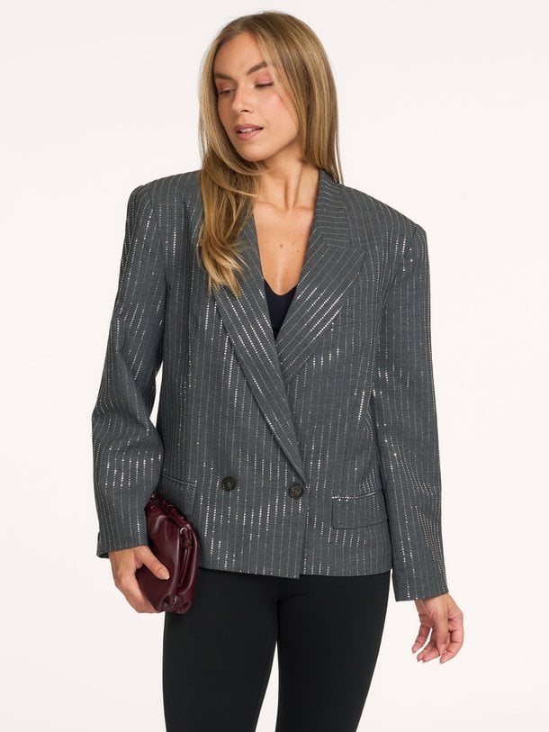 Bay, viscosemix blazer met pailletten