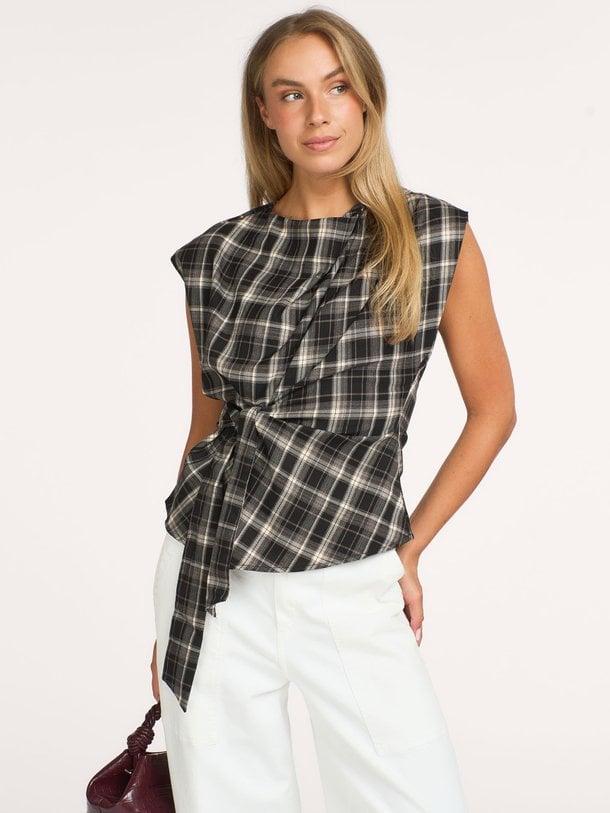 DagnyCC Check Pleat Top Dagny, viscosemix geruite top