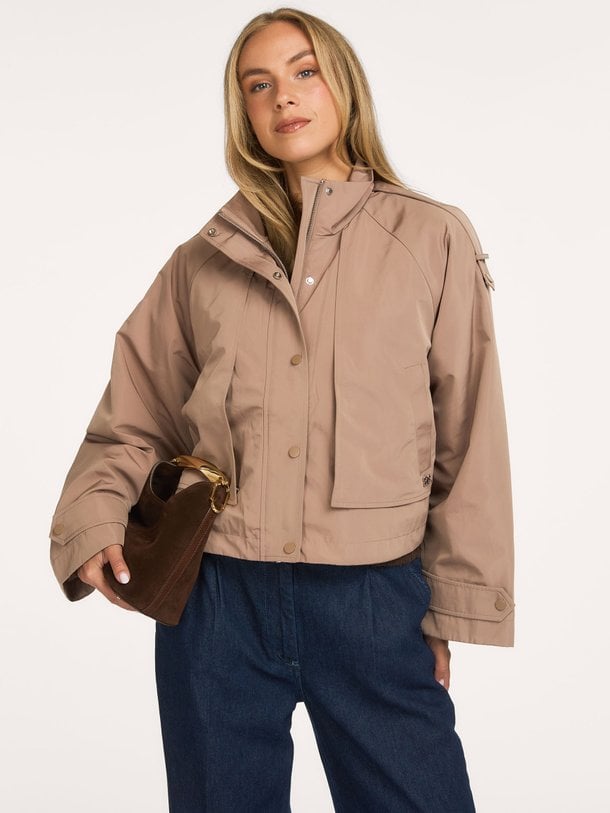Duane cape cropped trenchcoat Duane, geweven cropped trenchcoat