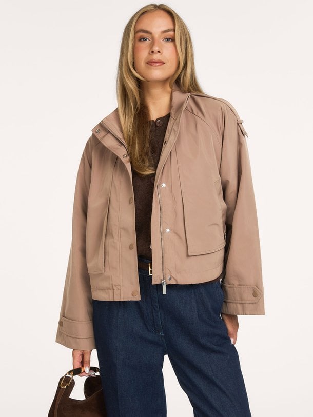 Duane cape cropped trenchcoat Duane, geweven cropped trenchcoat