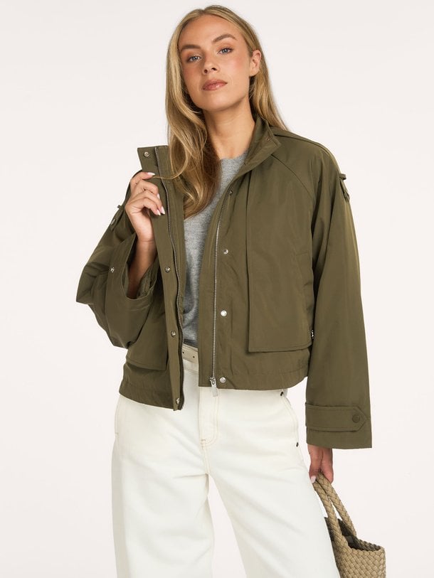 Duane cape cropped trenchcoat Duane, geweven cropped trenchcoat