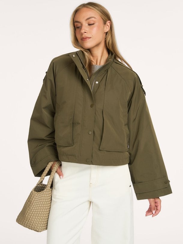 Duane cape cropped trenchcoat Duane, geweven cropped trenchcoat