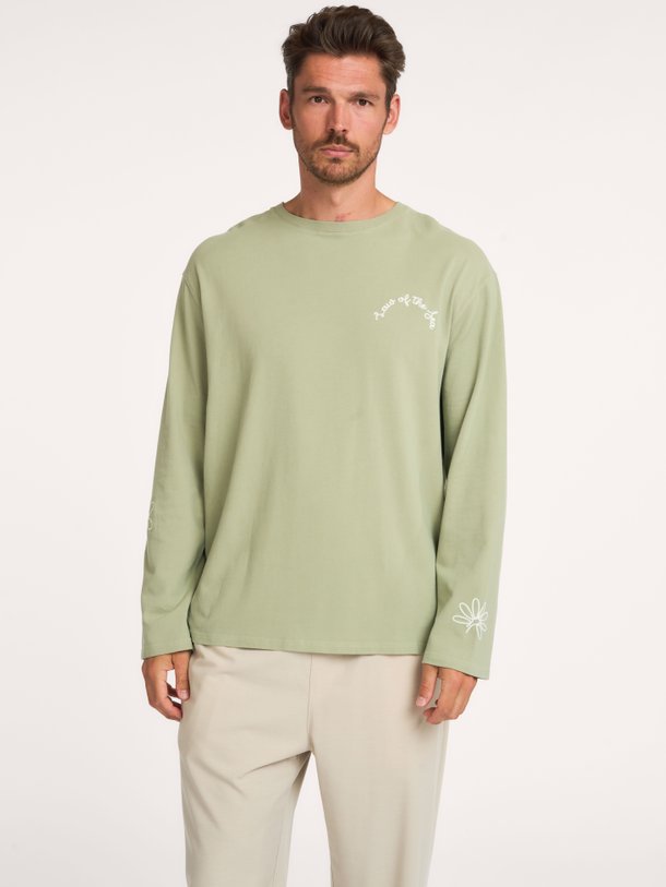 DAISY LONGSLEEVE GARMENT DYED T-SHIRT Daisy, katoenen longsleeve
