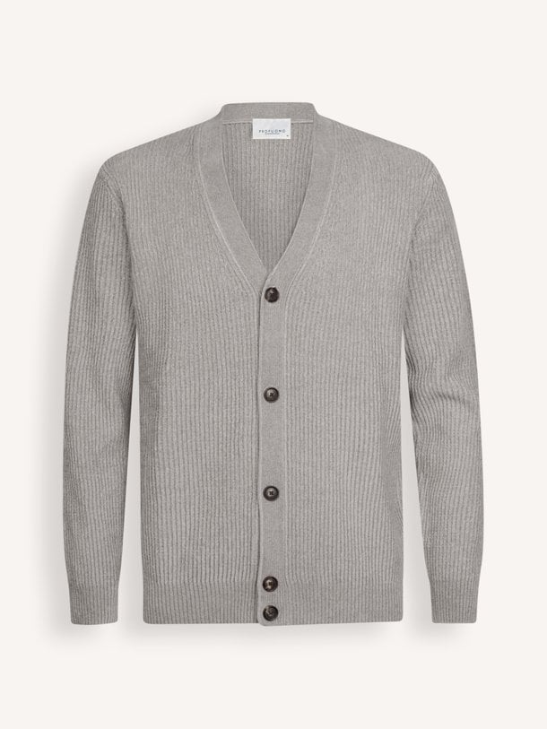CARDIGAN FULL BUTTON GREY Katoenmix vest