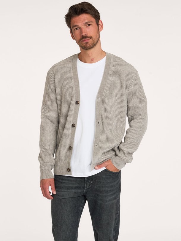 CARDIGAN FULL BUTTON GREY Katoenmix vest