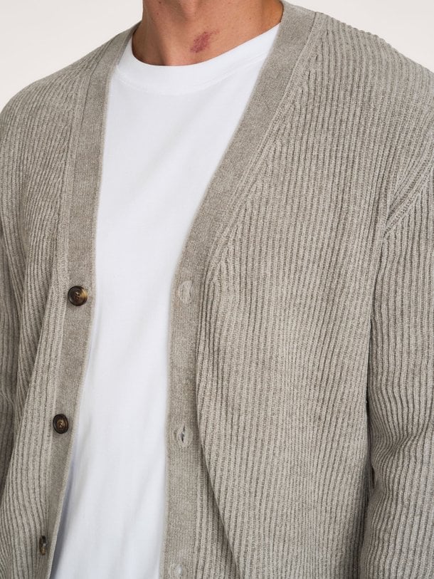 CARDIGAN FULL BUTTON GREY Katoenmix vest