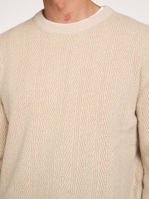 PULLOVER CREW NECK SAND Katoenmix trui
