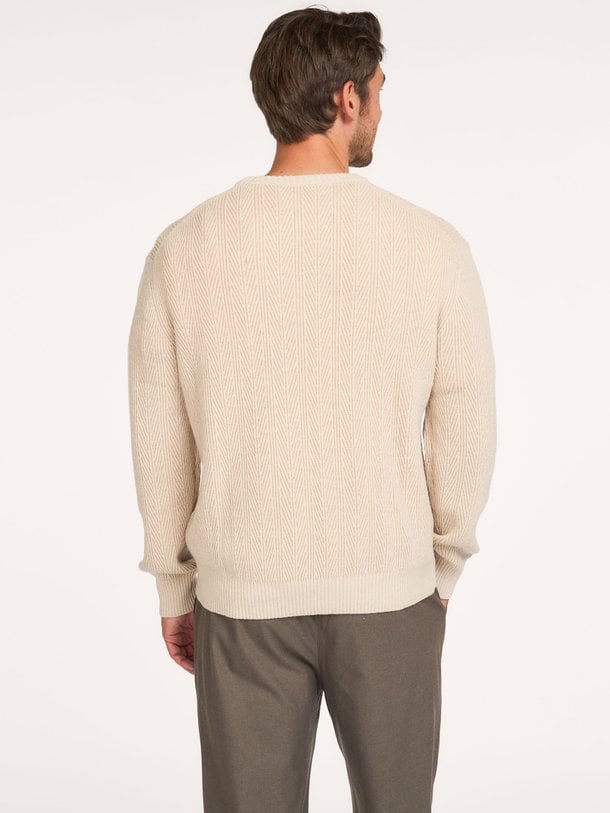PULLOVER CREW NECK SAND Katoenmix trui