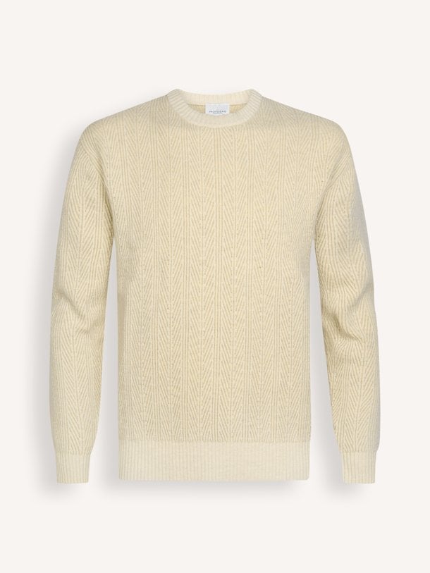 PULLOVER CREW NECK SAND Katoenmix trui