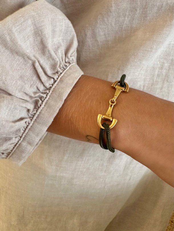 Armband met touw en gouden gesp Vergulde armband met touw