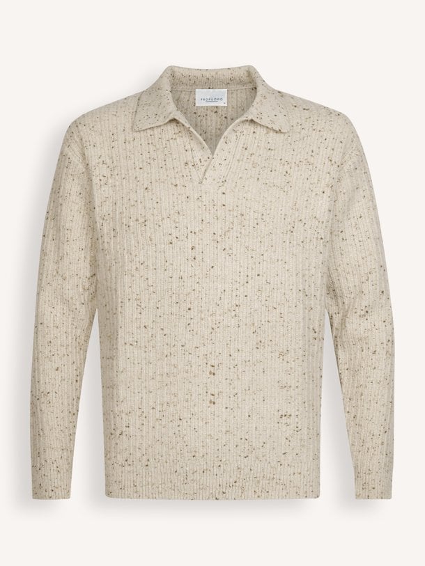 POLO OPEN COLLAR LS SAND Wolmix trui