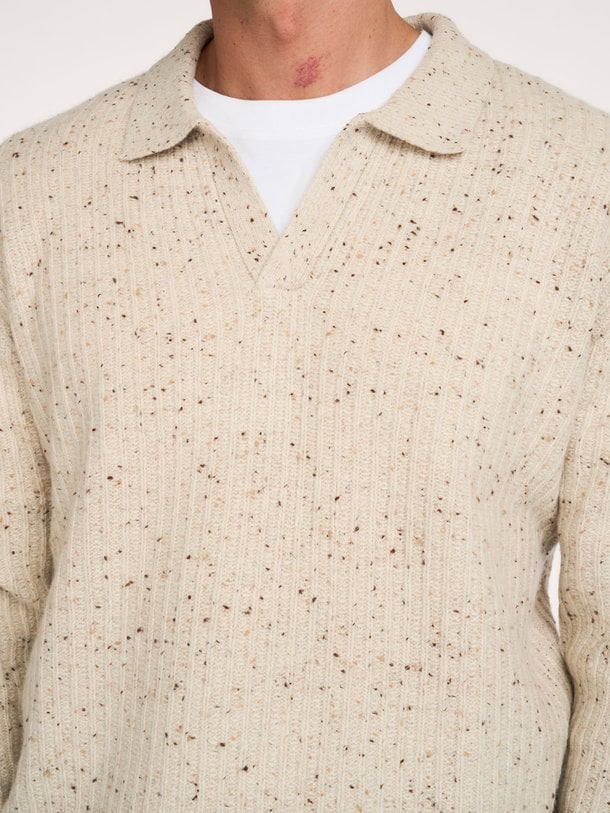 POLO OPEN COLLAR LS SAND Wolmix trui