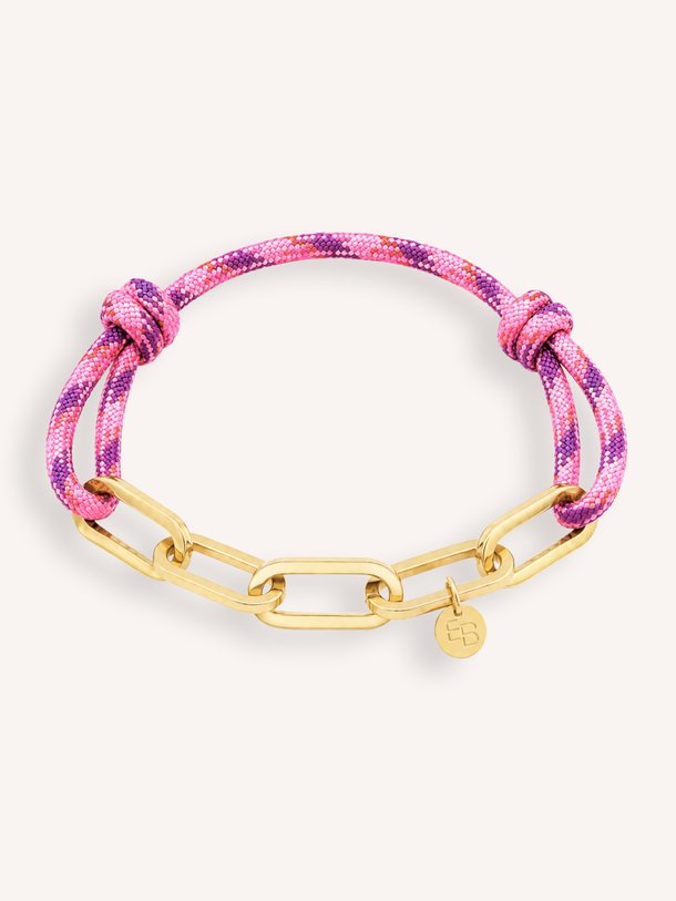 Armband met touw en gouden schakels Vergulde armband met touw