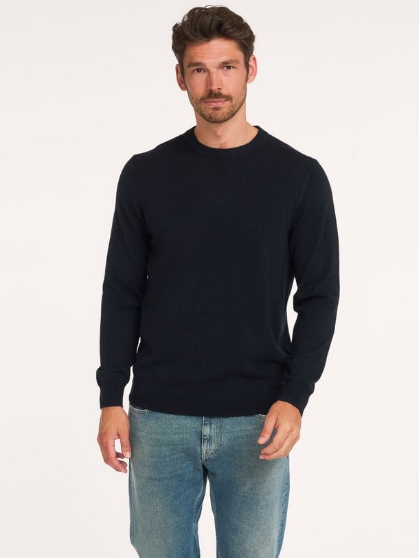 PULLOVER CREW NECK NAVY Wolmix trui