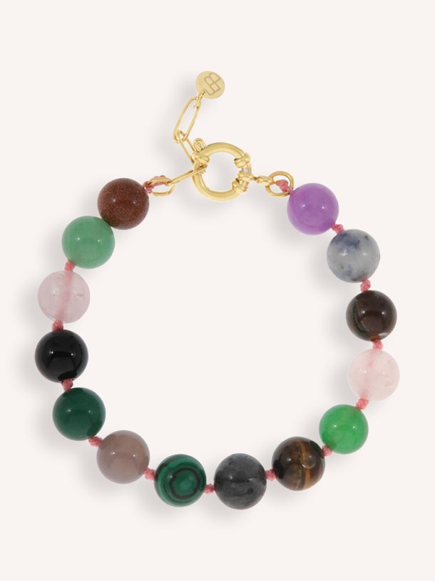 Gemstone armband Vergulde kralen armband