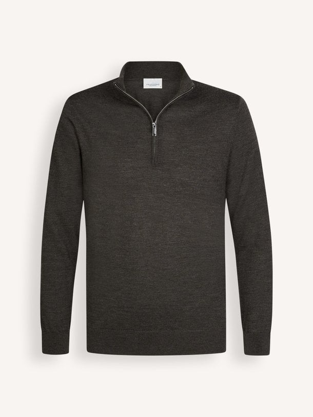 PULLOVER HALF ZIP NAVY Wollen halfzip trui