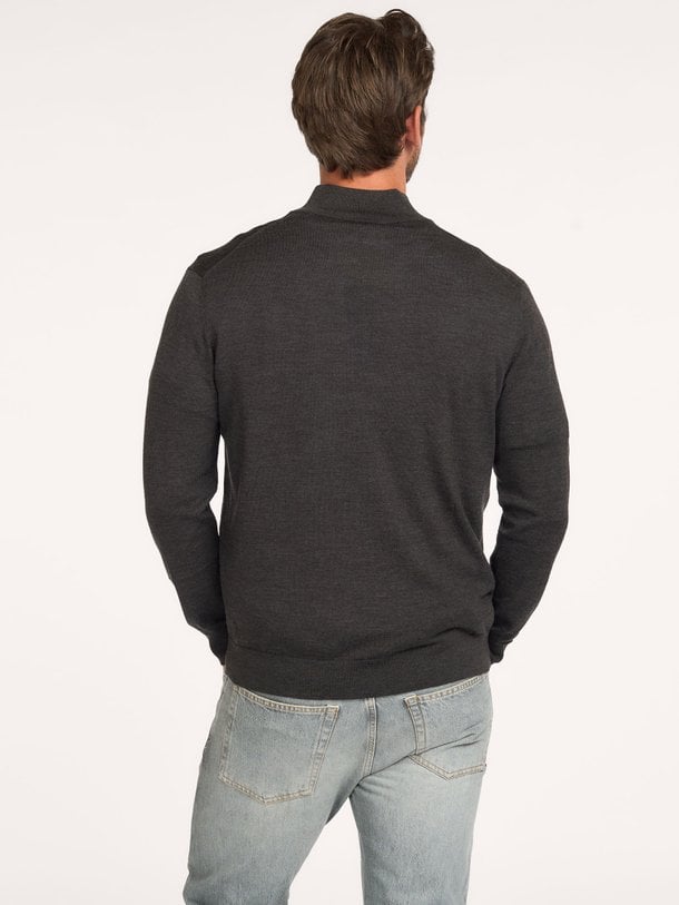 PULLOVER HALF ZIP NAVY Wollen halfzip trui