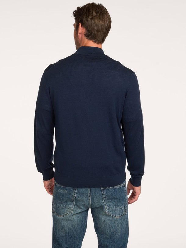 PULLOVER HALF ZIP NAVY Wollen halfzip trui