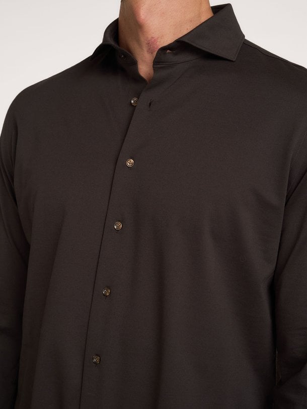 SHIRT X-CUTAWAY SF D.BROWN Katoenmix overhemd