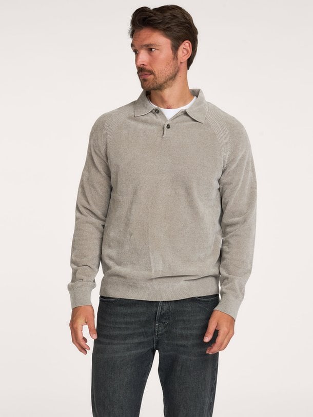 POLO LS GREY Katoenmix trui