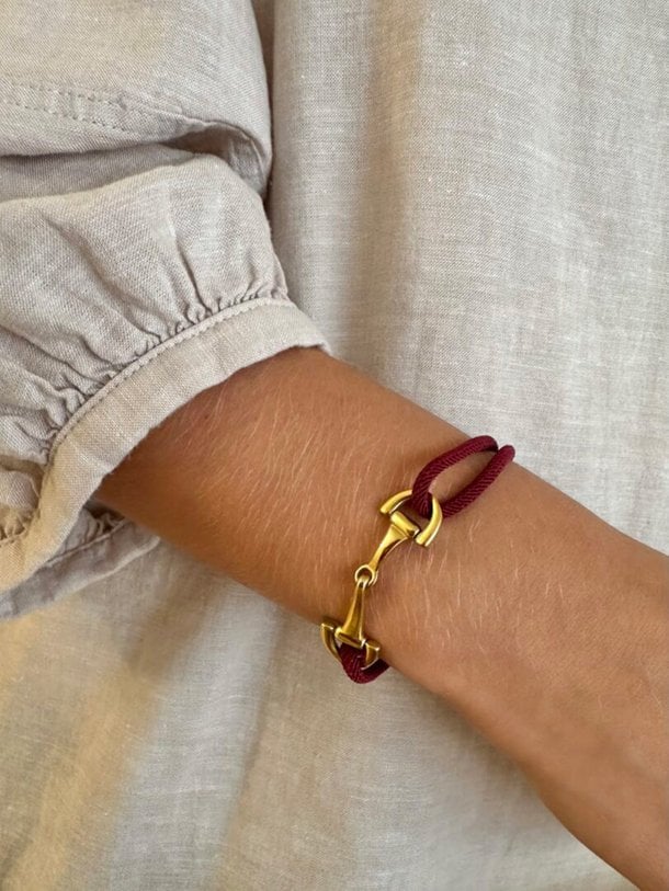Armband met touw en gouden gesp Vergulde armband met touw