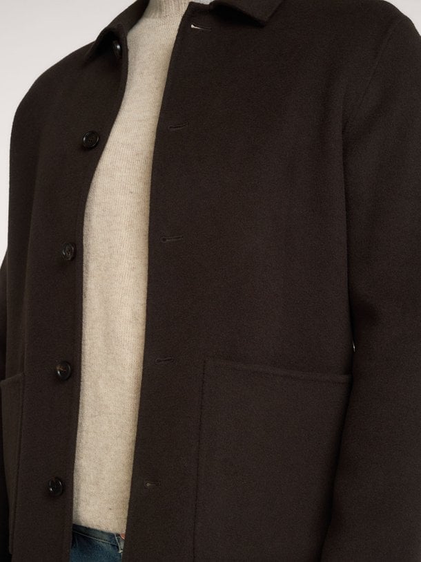 OVERSHIRT WO BASIC D.BROWN Wollen jack