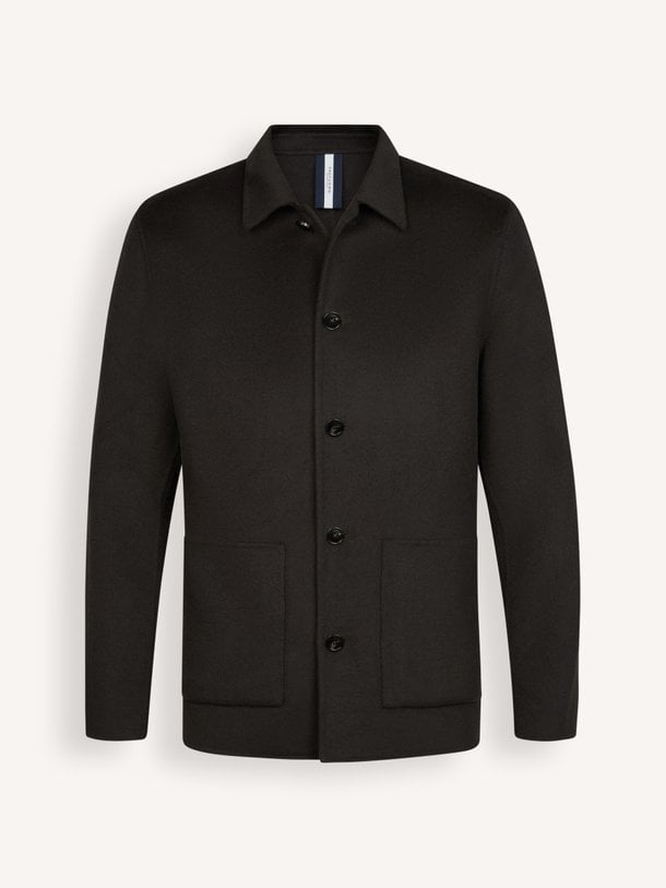 OVERSHIRT WO BASIC D.BROWN Wollen jack