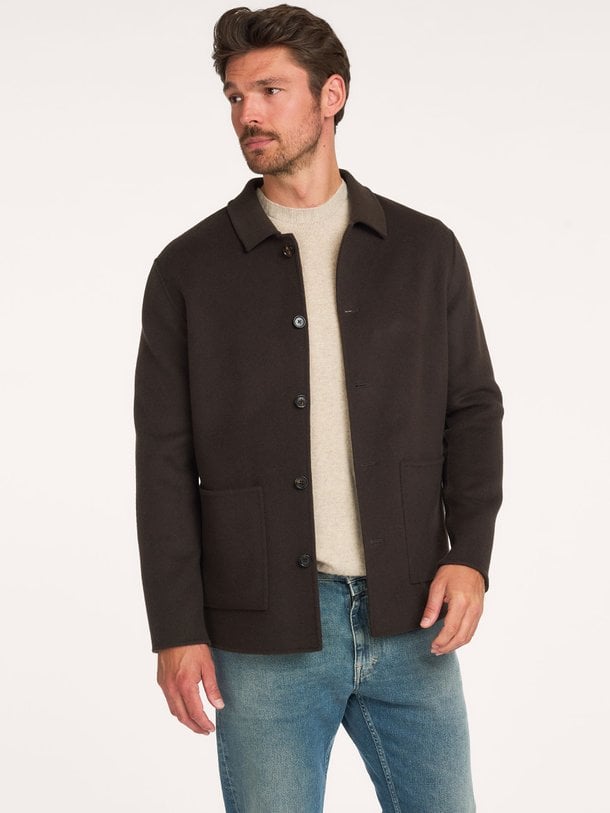 OVERSHIRT WO BASIC D.BROWN Wollen jack
