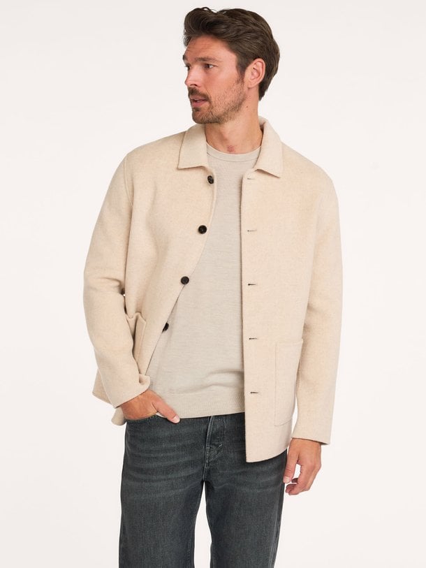OVERSHIRT WO BASIC D.BROWN Wollen jack