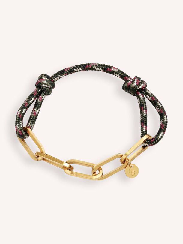 Armband met touw en gouden schakels Vergulde armband met touw