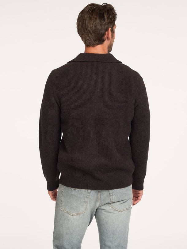 PULLOVER HALF ZIP D BROWN Wollen half zip trui