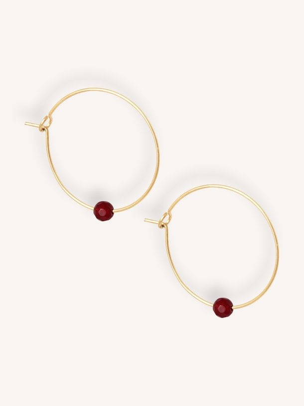 Vergulde creolen met gemstone Vergulde oorbellen