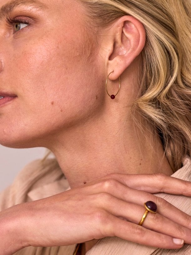 Vergulde creolen met gemstone Vergulde oorbellen