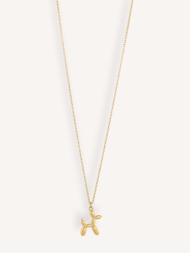 Kort kettinkje met balloon dog bedel Vergulde ketting met bedel