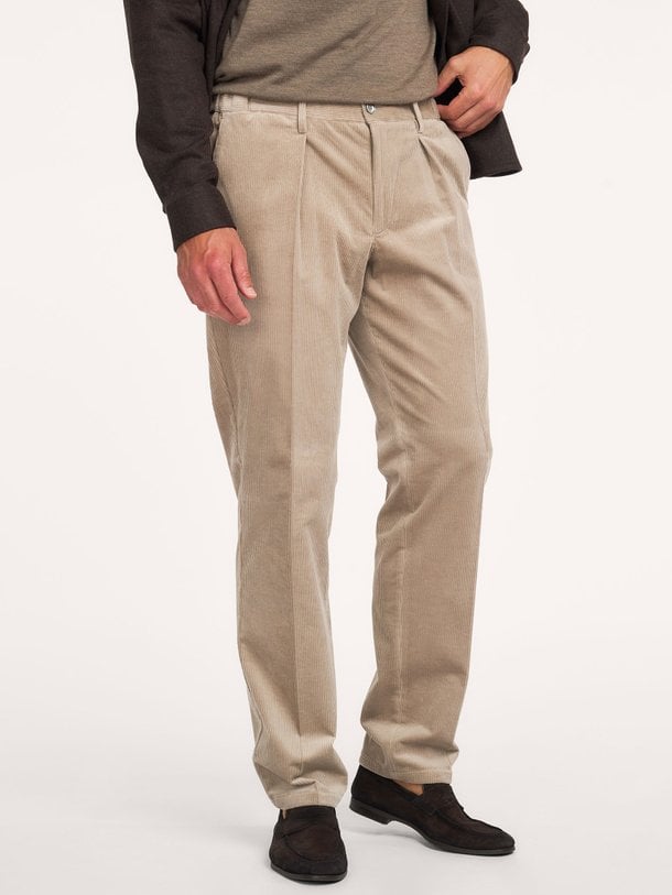 TROUSER CORD BEIGE Katoenmix broek