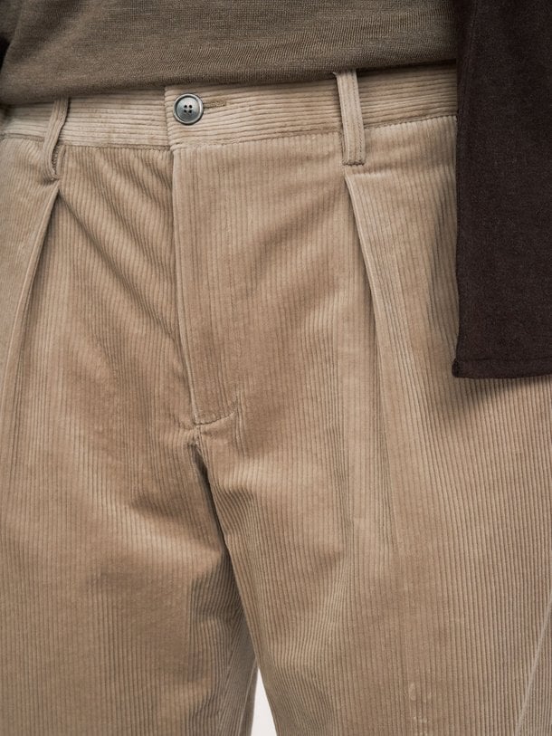 TROUSER CORD BEIGE Katoenmix broek