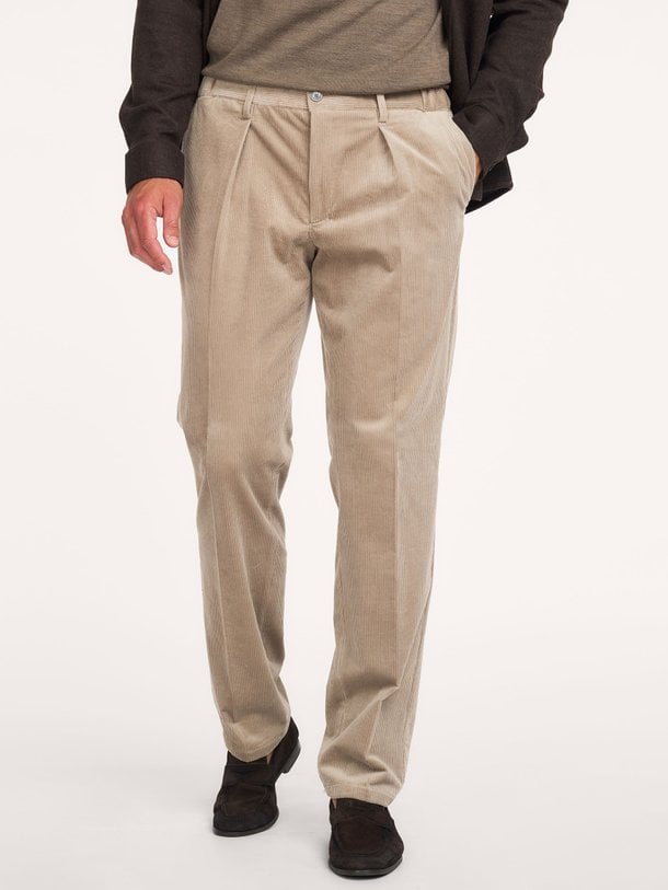 TROUSER CORD BEIGE Katoenmix broek