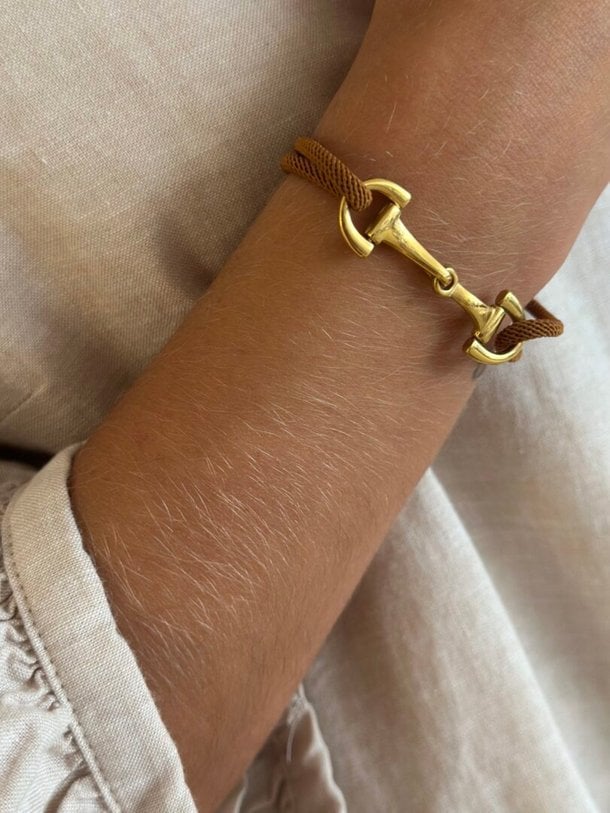 Armband met touw en gouden gesp Vergulde armband met touw