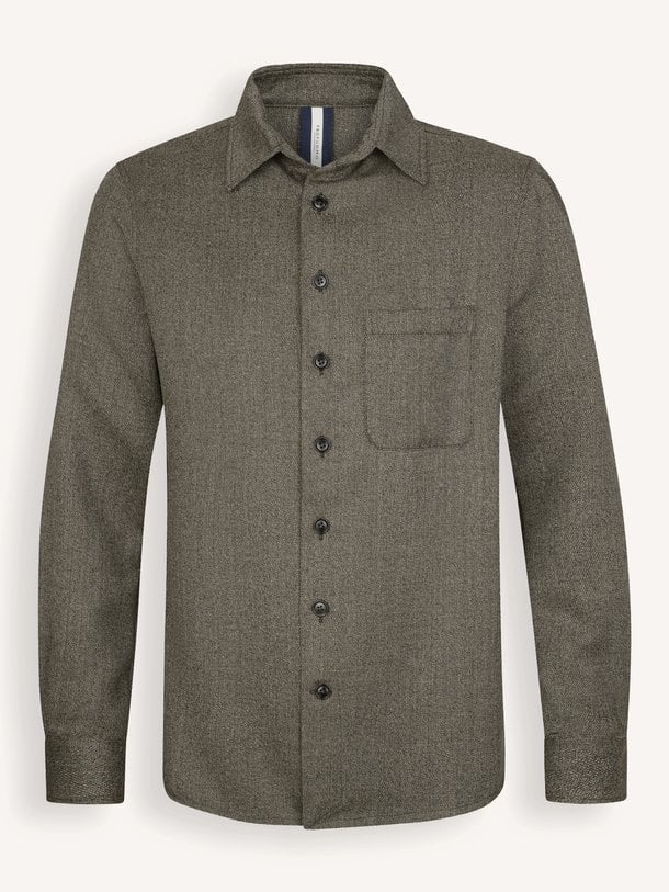 OVERSHIRT MOULINE BROWN Wolmix overhemd