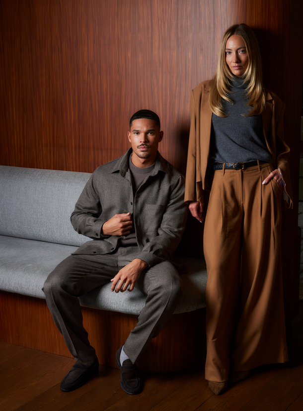 OVERSHIRT MOULINE BROWN Wolmix overhemd